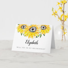 Tarjeta Sunflower Serás mi dama de honor personalizada