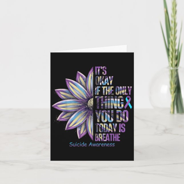 Tarjeta Sunflower Suicide Prevention Awareness Week Teal P (Anverso)