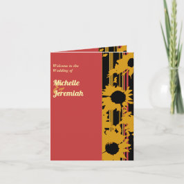 Tarjeta Sunflower Sunset Coral Gold Modern Wedding