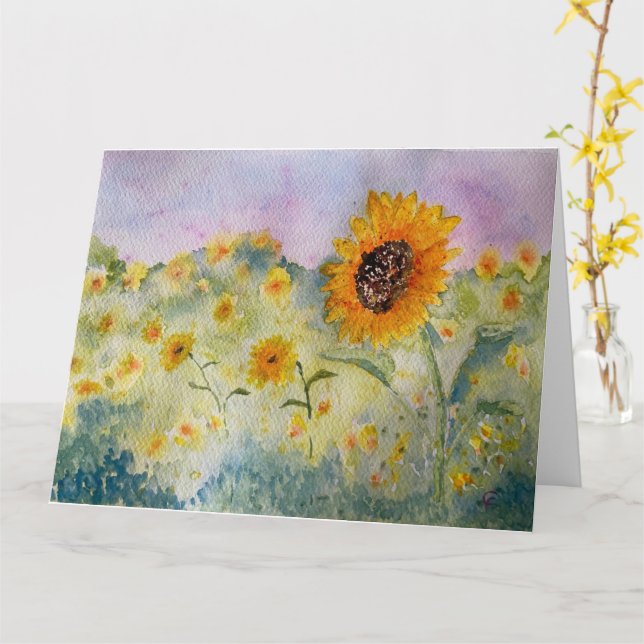 Tarjeta Sunflower Watercolor (flor amarilla)