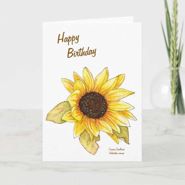 Tarjeta Sunflower watercolor customizable greeting card (Anverso)