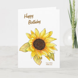 Tarjeta Sunflower watercolor customizable greeting card