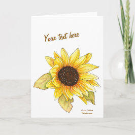 Tarjeta Sunflower watercolor customizable greeting card