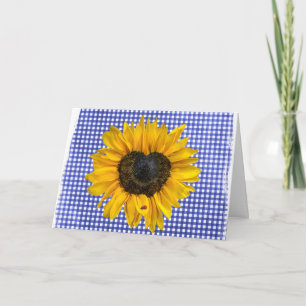 Tarjeta Sunflower y Ladybug en Gingham