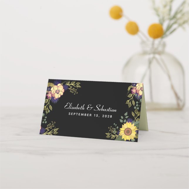 Tarjeta Sunflowers Boda Place (Reverso)
