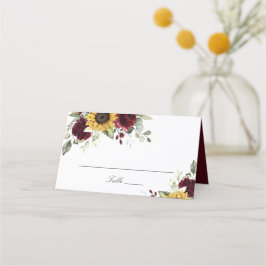 Tarjeta Sunflowers Burgundy Floral Boda Place