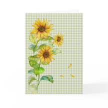 Sunflowers De Acuarela En Gingham
