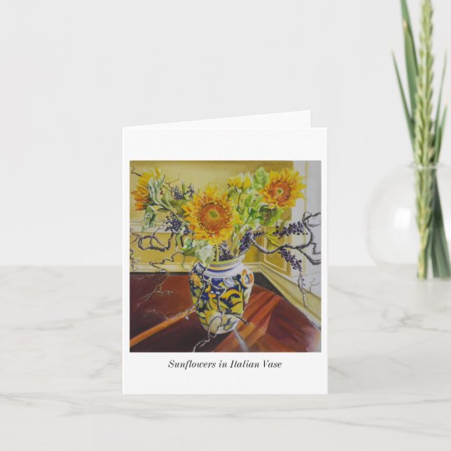 Tarjeta Sunflowers en italiano Vase notecard (Anverso)
