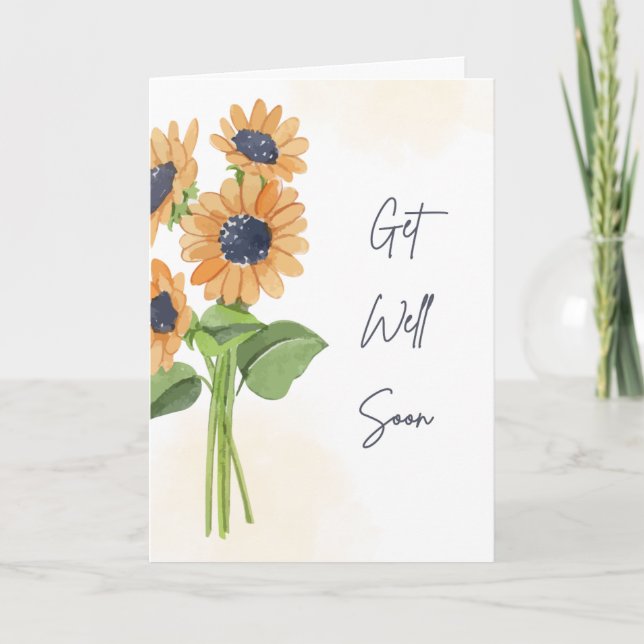 Tarjeta Sunflowers Get Well Soon (Anverso)