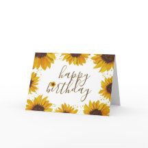 Sunflowers & Gold Dots Happy Birthday