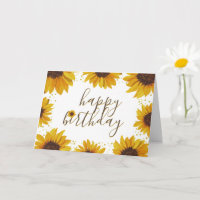 Sunflowers & Gold Dots Happy Birthday
