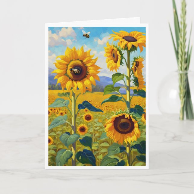 Tarjeta Sunflowers Happy Birthday Añadir tu saludo de text (Anverso)