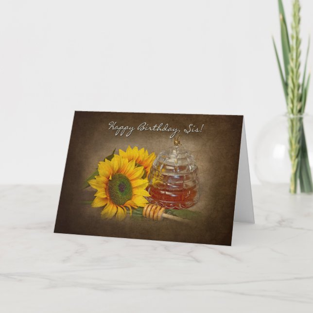 Tarjeta Sunflowers & Honey - NACIMIENTO - HERMANA (Anverso)
