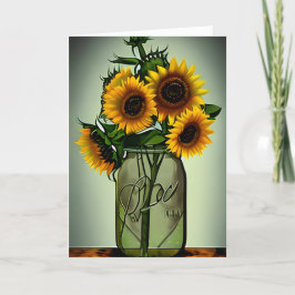 Tarjeta Sunflowers in Vases Art Birday