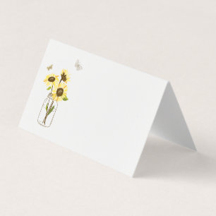 Tarjeta Sunflowers on Mason Jar Floral Place Card