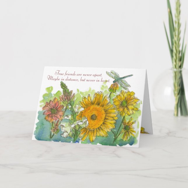 Tarjeta Sunflowers Snapdragons Flowers Miss You Friend (Anverso)