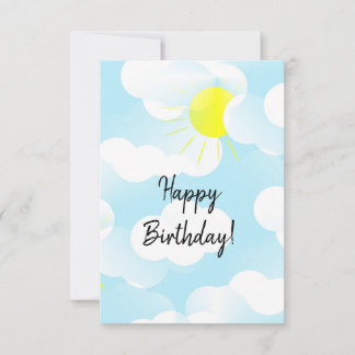 Tarjeta Sunny Blue Summer Sky con nubes Feliz cumpleaños