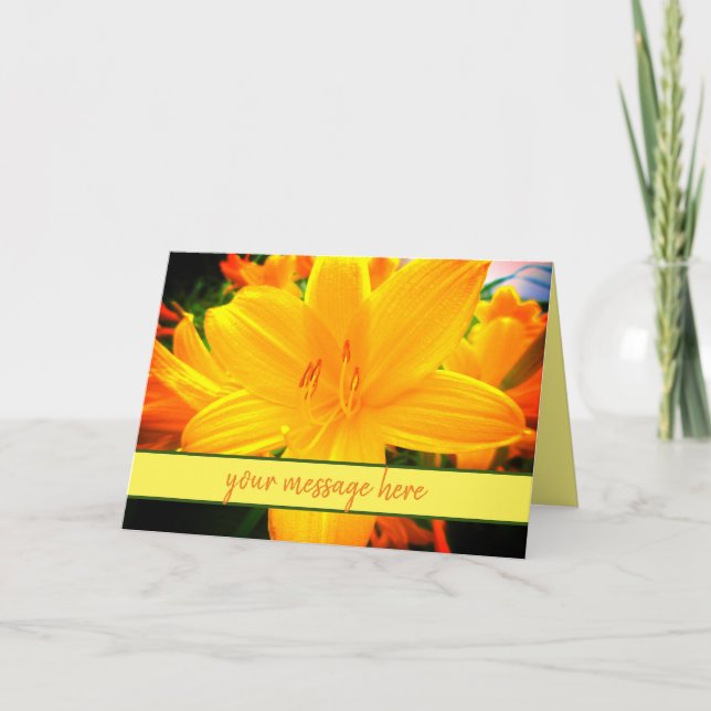 Tarjeta Sunny Cheful Day Lily Flores Personalizado Mensaje (Anverso)
