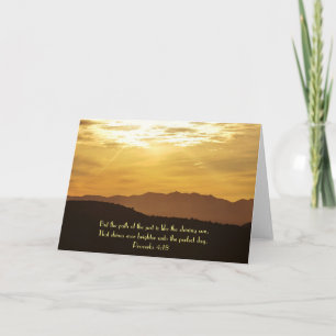 Tarjeta Sunrise Fog Mountain Scripture Card Proverb 4:18