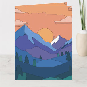 Tarjeta Sunset de montaña geométrica