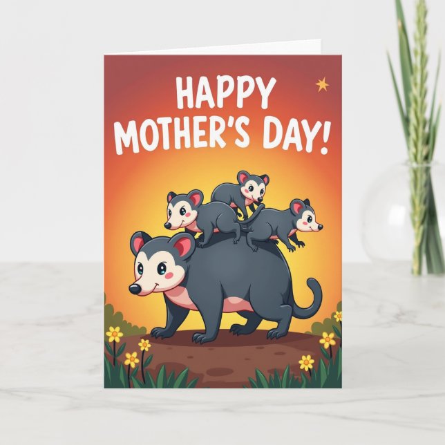 Tarjeta Sunset Marsupial Family Card (Anverso)