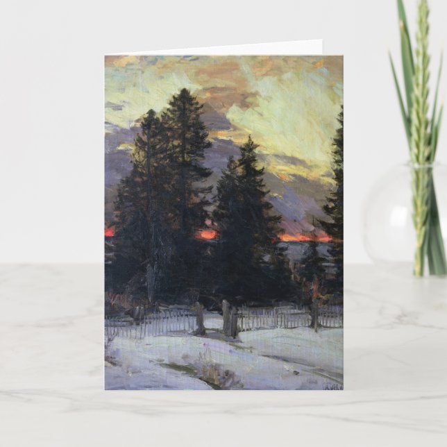 Tarjeta Sunset over a Winter Landscape, c.1902 (Anverso)