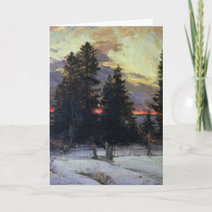 Tarjeta Sunset over a Winter Landscape, c.1902