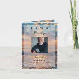 Tarjeta Sunset Photo Memorial Funeral Program Template