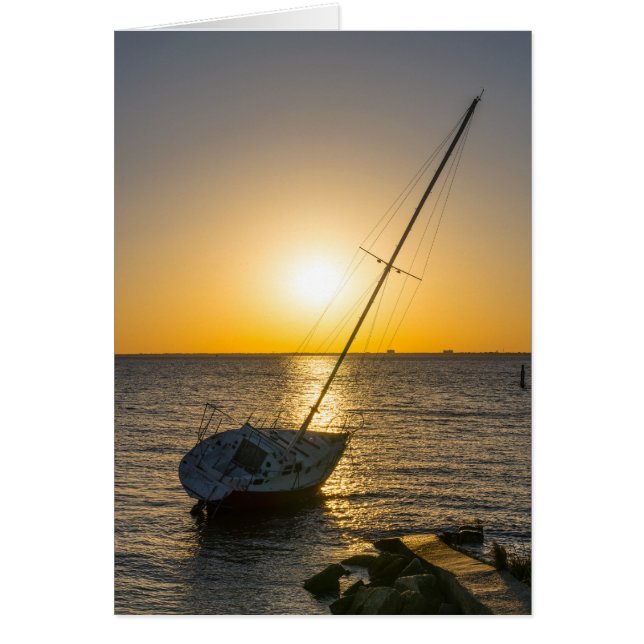 Tarjeta Sunset Sailboat Shipwreck Gulf Breeze (Frente)
