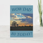 Tarjeta Sunset Sky 80th Birthday Card para papá<br><div class="desc">Un hermoso cielo al atardecer y un árbol de invierno desnudo hacen una hermosa imagen para esta tarjeta de cumpleaños número 80 para papá.  El texto se puede personalizar fácilmente.</div>