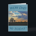 Tarjeta Sunset Sky 90th Birthday Card para papá<br><div class="desc">Un hermoso cielo al atardecer y un árbol de invierno desnudo hacen una hermosa imagen para esta tarjeta de cumpleaños número 90 para papá.  El texto se puede personalizar fácilmente.</div>