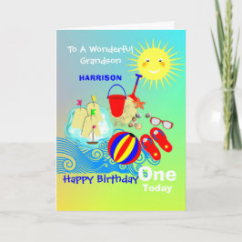 Tarjeta Sunshine Beach Theme Grandson Happy Birday