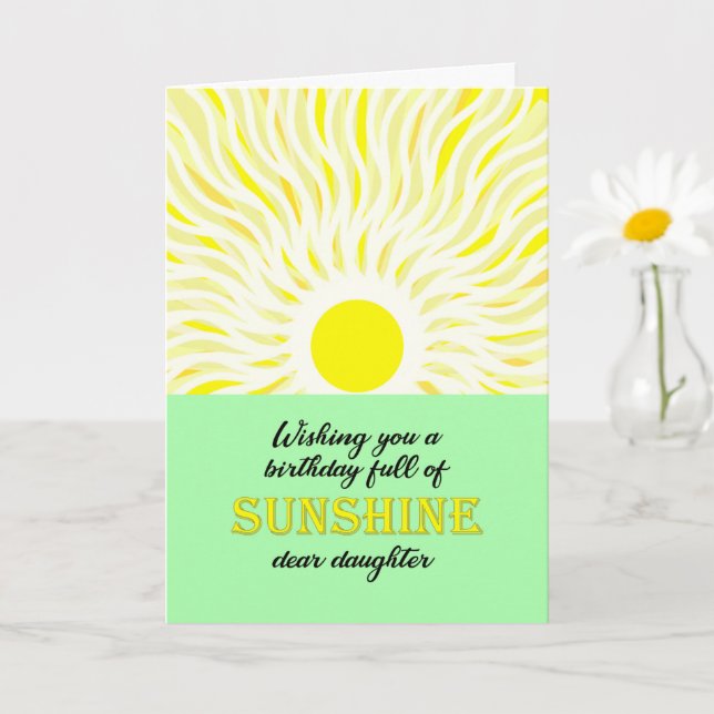 Tarjeta Sunshine brillante de cumpleaños de hija (Planta pequeña)