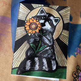 Tarjeta Sunshine Sunflower Raccoon