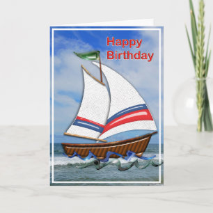 Tarjeta Super barco de vela en alta mar Cumpleaños