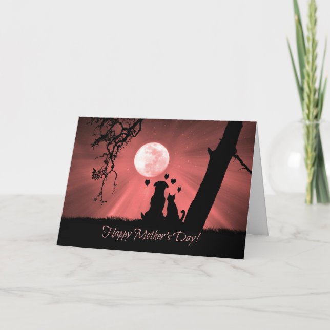 Tarjeta Super Cute del Día de la Madre con perro y (Anverso)