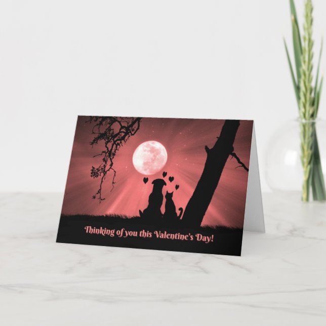 Tarjeta Super Cute Perro y Gato General Feliz Día de San V (Anverso)