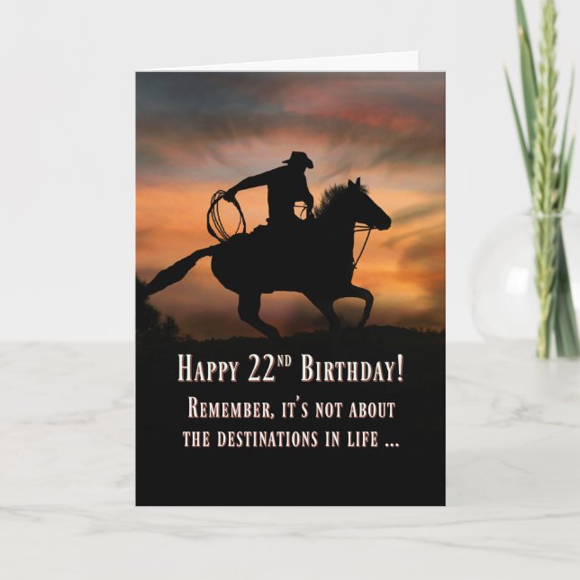 Tarjeta Super Guay Happy 22nd Birthday Card Cowboy Horse (Anverso)