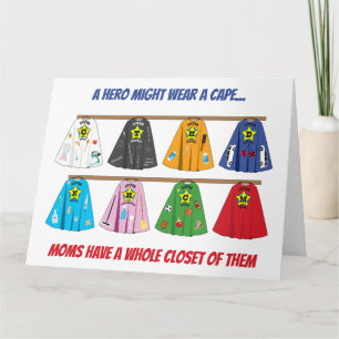 Tarjeta Super Hero Mamá Muchas Capas Humorístico