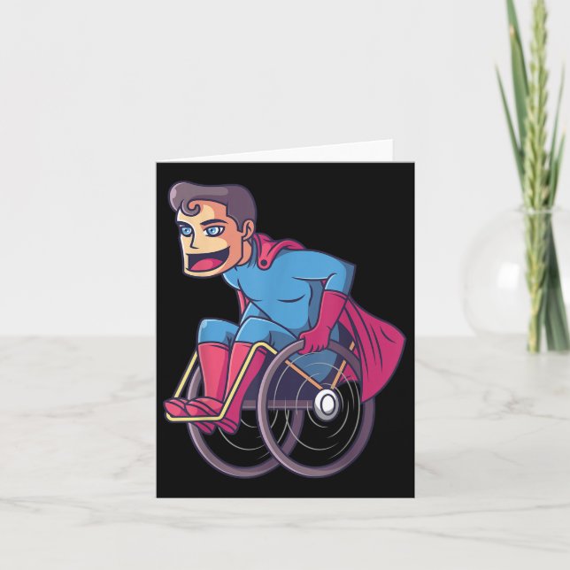 Tarjeta Súper héroe en silla de ruedas Soy amputado discap (Anverso)