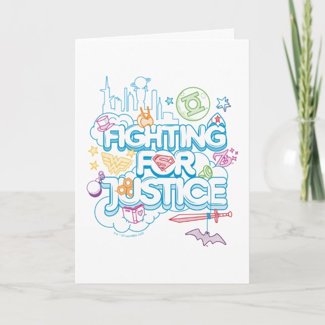 Tarjeta Super Héroes Chicas de DC luchando por la justicia (Anverso)
