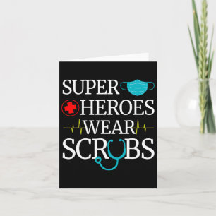 Tarjeta Super Héroes Usan Scrubs Enfermería Cute enfermera