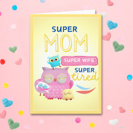 Tarjeta Super Mamá divertida, esposa, el día de la madre s