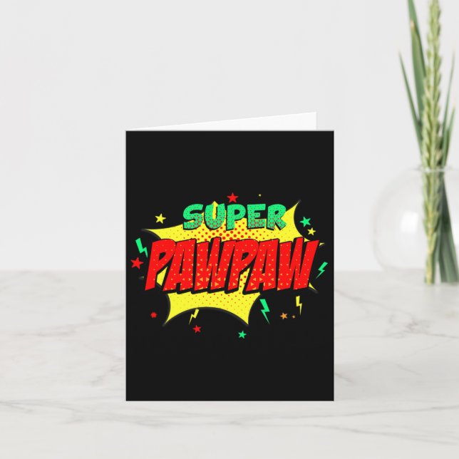 Tarjeta Super Pawpaw Cómic Tema Estilo Superhéroe Padres  (Anverso)