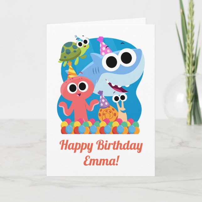 Tarjeta Super Simple | Cumpleaños de Finny el Tiburón con  (Anverso)