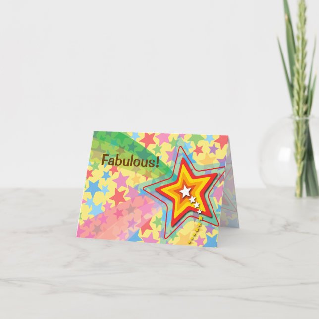 Tarjeta Superestrella Colorida y Divertida Arcoíris Felici (Anverso)