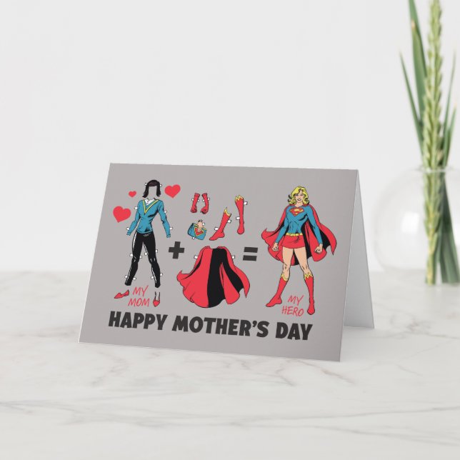 Tarjeta Supergirl | Mi mamá = Mi Héroe (Anverso)