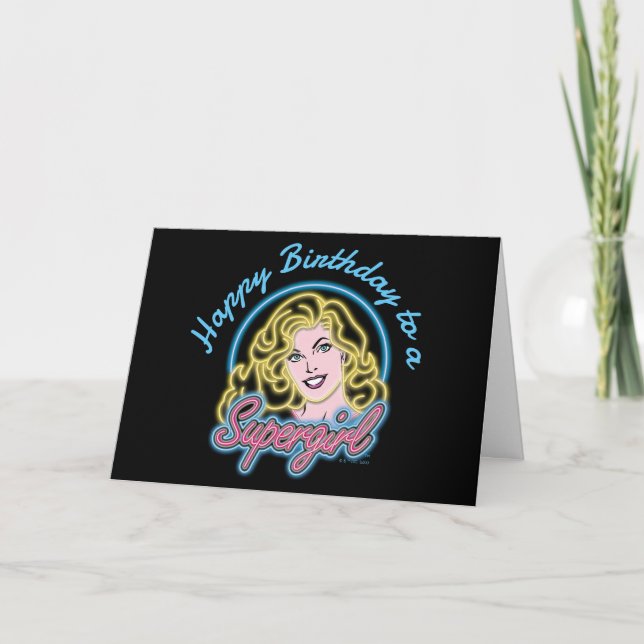 Tarjeta Supergirl Retro Neon Lights Graphic (Anverso)