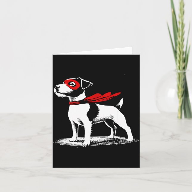 Tarjeta Superhero Dog Cape Illustration Funny Loyal Pet He (Anverso)