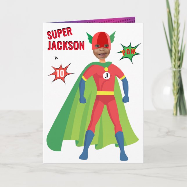 Tarjeta Superhéroe Boy cumpleaños increíble regalo especia (Anverso)